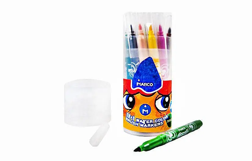 Фломастери-пензлики Super Washable 21 колір,1633-21PD Marco, в пластиковій банці (6951572910515) - фото 2