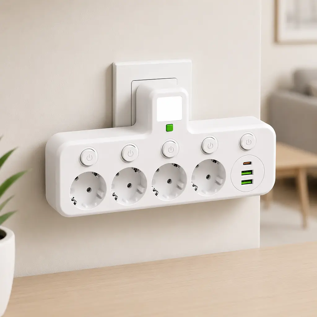 Мережевий фільтр 5 розеток + USB/адаптер на 5 розеток + USB з індивідуальними кнопками та LED-підсвічуванням Білий - фото 2