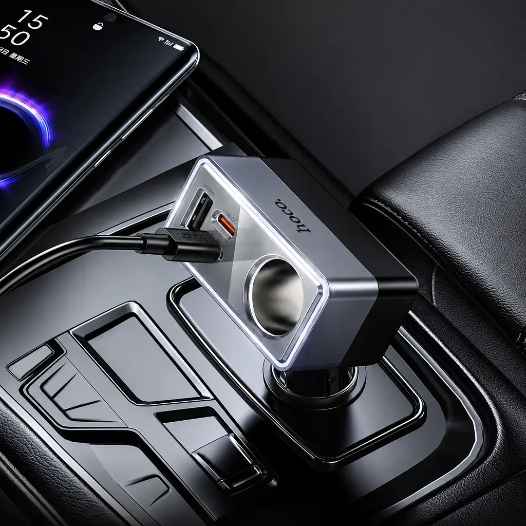 Розгалужувач прикурювача Hoco Z65A 2 розетки + 2 USB-C + USB-A 30W PD - фото 4