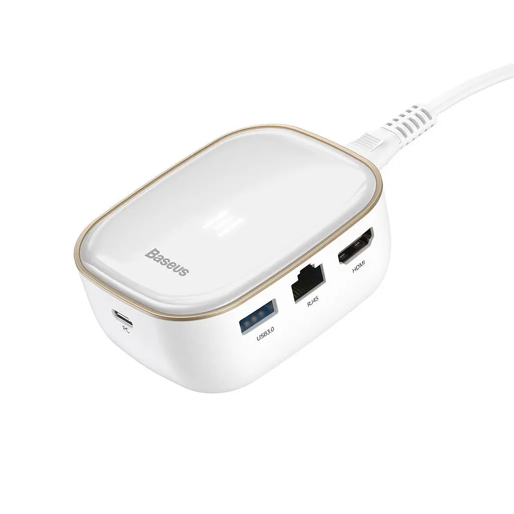 Мультипортовий адаптер USB Хаб Baseus Multi-Functional Charger Type-C CAHUB-AU02 White - фото 2