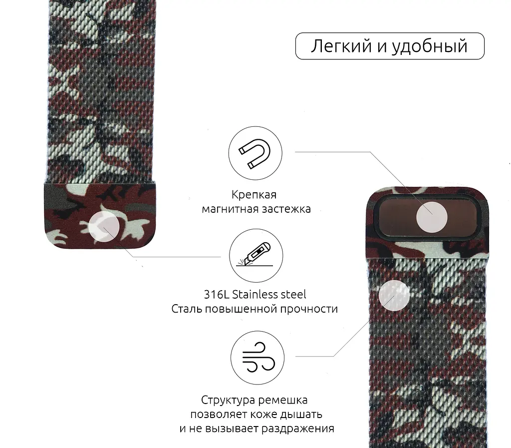 Ремінець ArmorStandart Milanese Loop для Apple Watch 42 (Series 11-10)/41/40/38 Military Brown (ARM52955) - фото 2