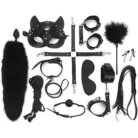 Набір Art of Sex - Maxi BDSM Set LeaTher, 13 предметів, натуральна шкіра, Чорний - фото 2
