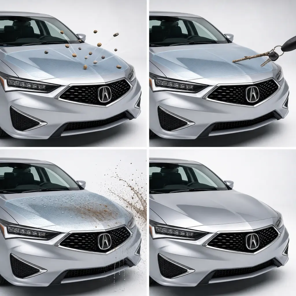 Антигравійна захисна бронеплівка за лекалами для Acura ILX I facelift 2019-2022 - передня частина авто (капот бампер крила)) - фото 3