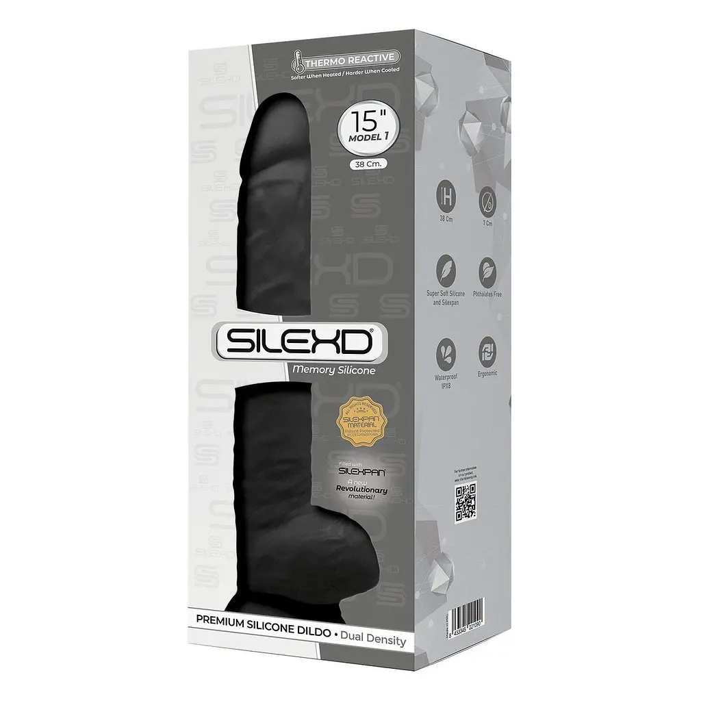 Фаллоимитатор SilexD Kingston Black (MODEL 15in), двухслойный, силикон + Silexpan, диаметр 7 см - фото 3
