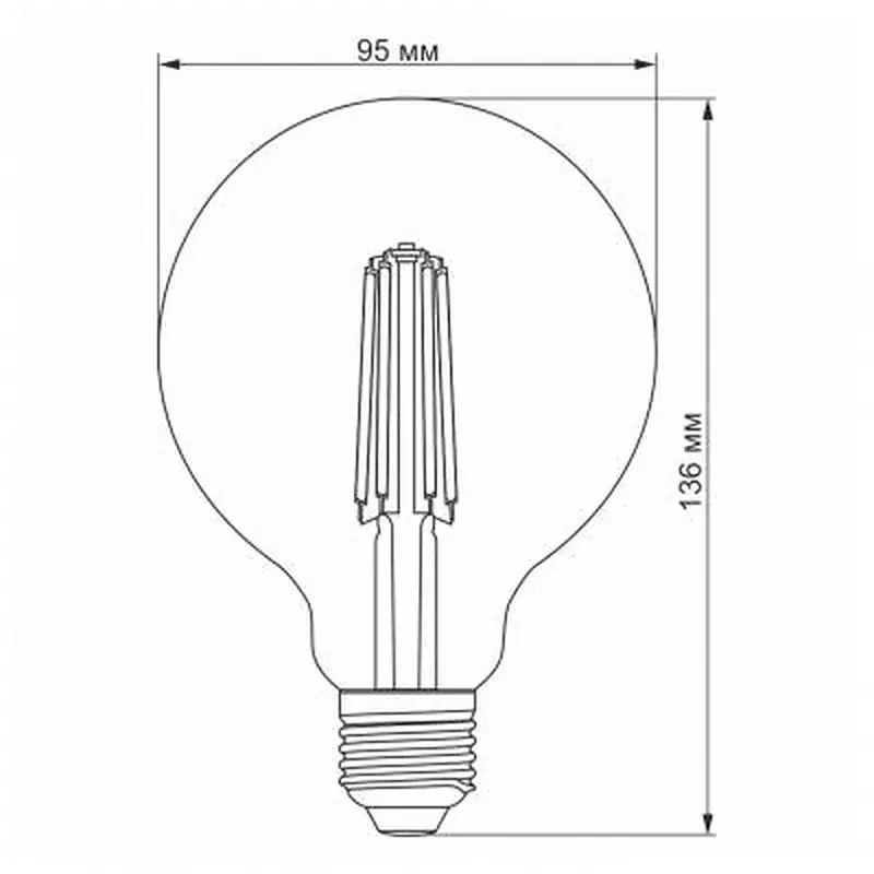 Лампочка Videx Filament G95FD 7W E27 4100K 220V (VL-G95FD-07274) - фото 3