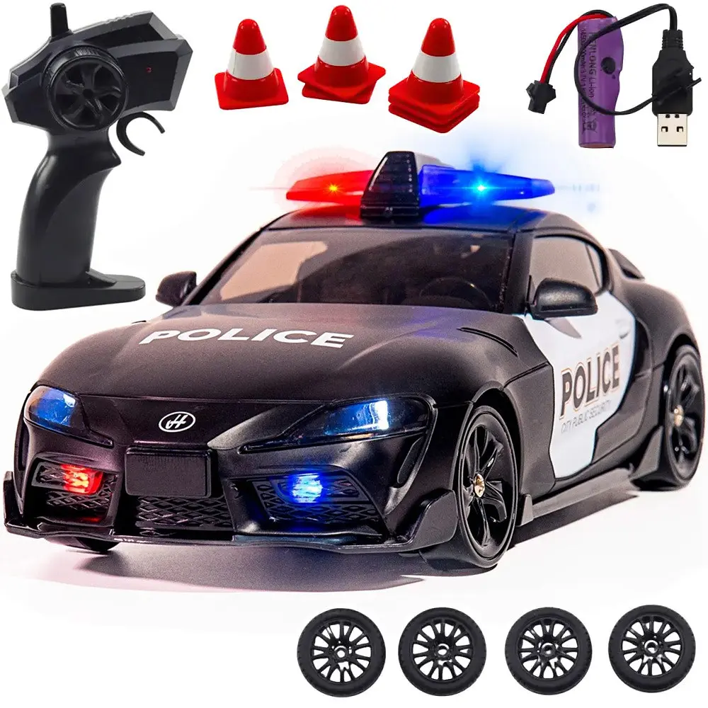 Дитяча радіокерована машина Toyota Supra MK5 поліція 1:24 4WD дрифт авто з сиреною підсвіткою та пультом - фото 3
