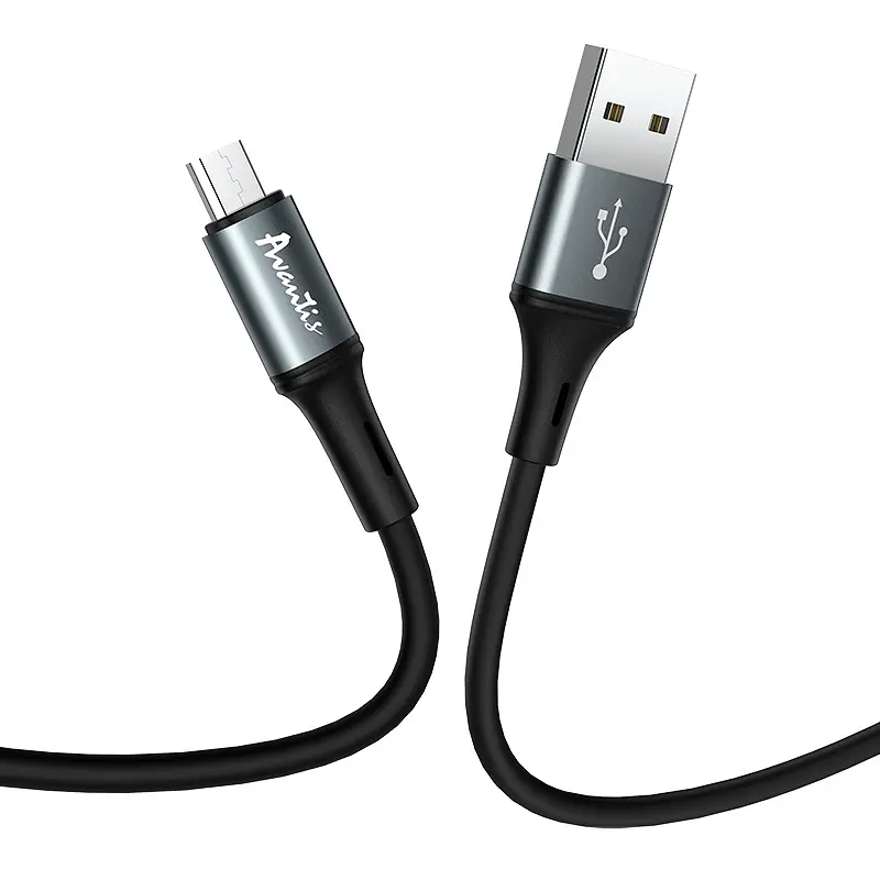 Кабель Avantis AC-80m Cool Silicone USB – Micro- чорний - фото 2