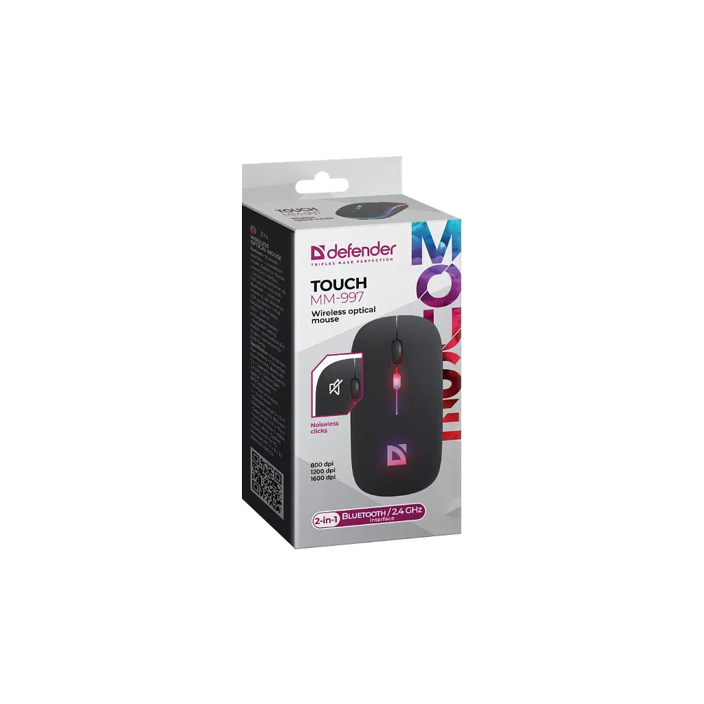 Мишка Defender Touch MM-997 Silent Wireless RGB Black (52997) - фото 2