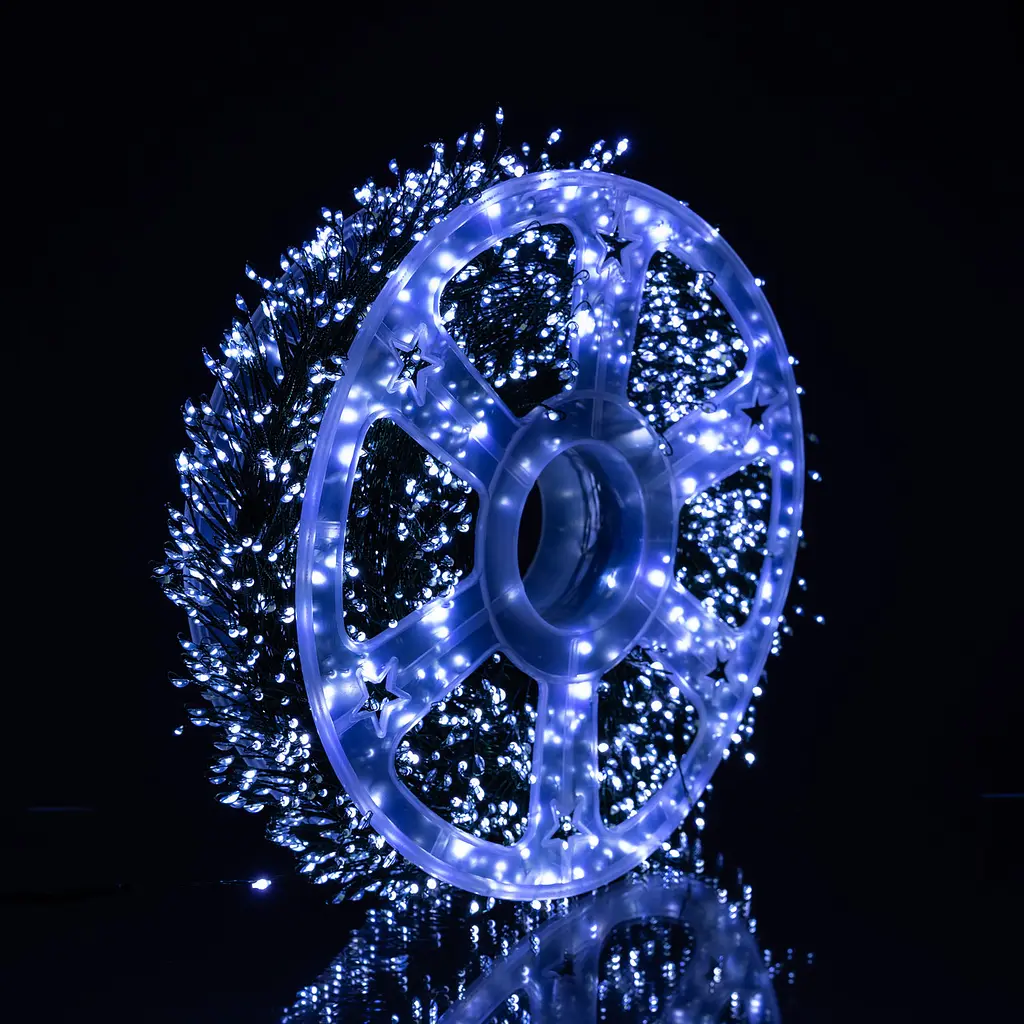 Новорічна гірлянда Хвойна лапа кімнатна роса 50 м 1000 LED, кімнатна гірлянда роса зелений провід Біле сяйво Garlando D1000L50MGW - фото 6