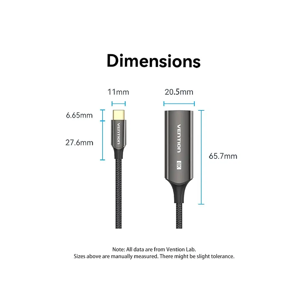 Кабель мультимедійний USB-C to DisplayPort M 0.25m 8K black Vention (CRGBC) - фото 6