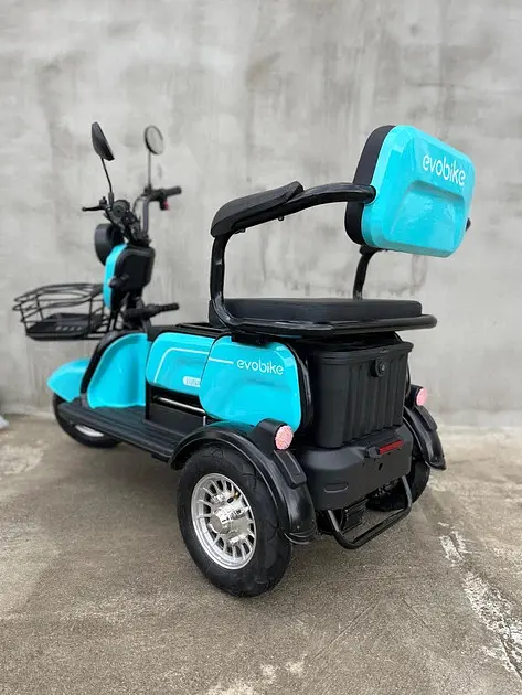 Електроскутер триколісний EVOBIKE Luna TRIO PRO 1200W 60V 20Ah (2026) зі знімним графеновим акумулятором та пасажирським сидінням | Синій - фото 5