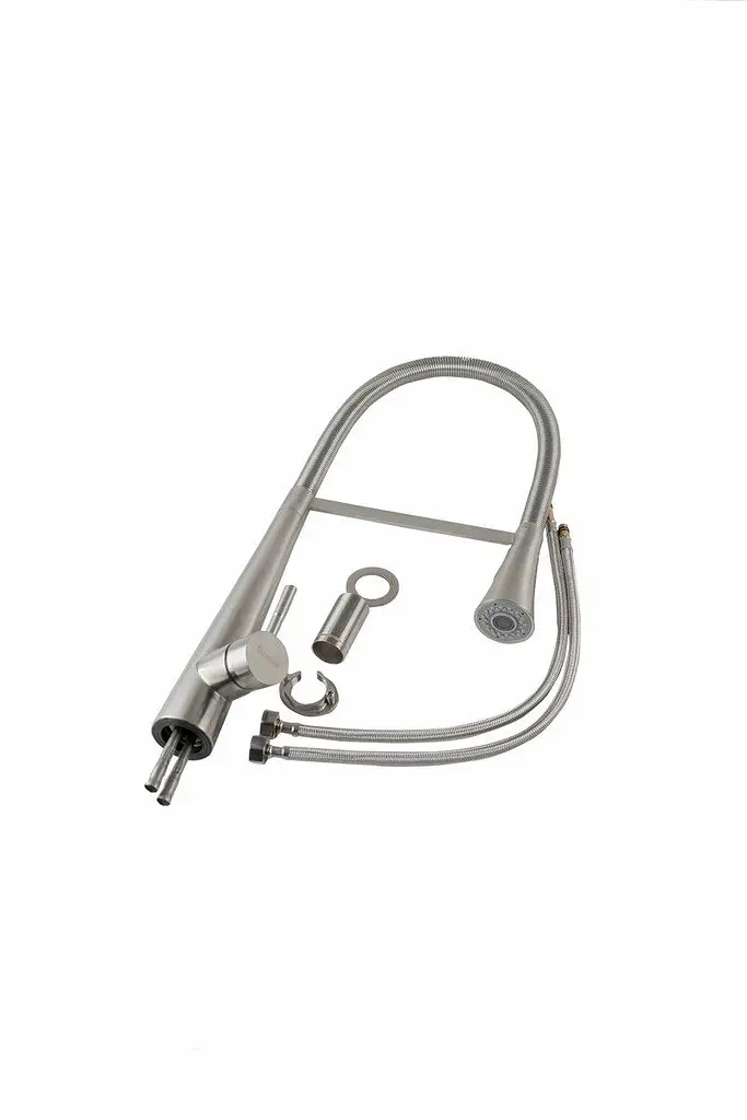 Змішувач кухонний Germece 8633 одноважільний з висувним виливом сріблястий (SP000020216) - фото 2