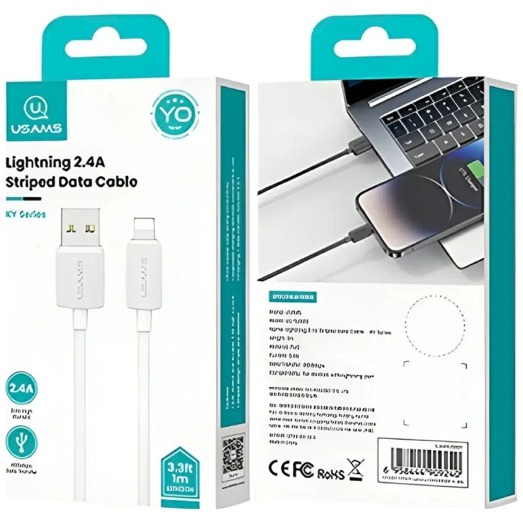 Кабель Usams US-SJ689 USB-A to Lightning 2.4A 1м White SJ689USB02 (6958444909257) - фото 2