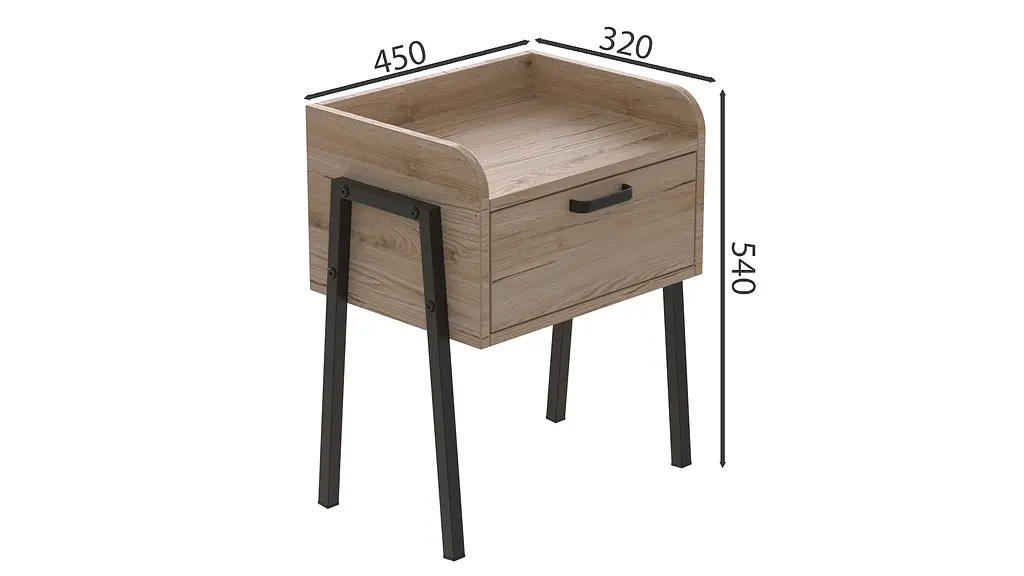 Тумба модульная Ferrum-decor Бетти 540x450x320 металл Черный ДСП Дуб Сан-Марино 16 мм (FRD-105508) - фото 4