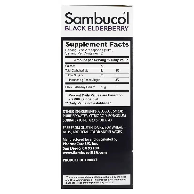 Бузина Black Elderberry Syrup 120 ml Sambucol vit0006444 - фото 2