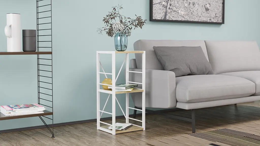 Етажерка 3/34 Ferrum-decor Серії Коннект 73x34x28 білий ДСП Дуб Сонома 16мм (FRD-104298) - фото 2