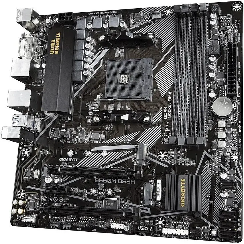 Материнская плата Gigabyte B550M DS3H sAM4 B550 4xDDR4 M.2 HDMI DVI mATX - фото 3
