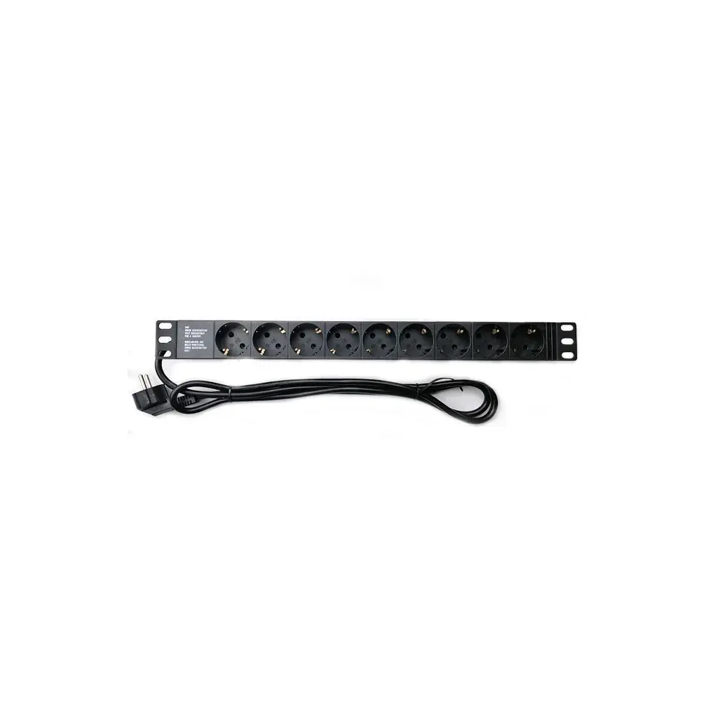 Силовий блок Eserver 19" 9 розеток, кабель 1.8м, алюм. корпус PDU 220В, 16А (WT-2261A-GER-9WAY) - фото 2