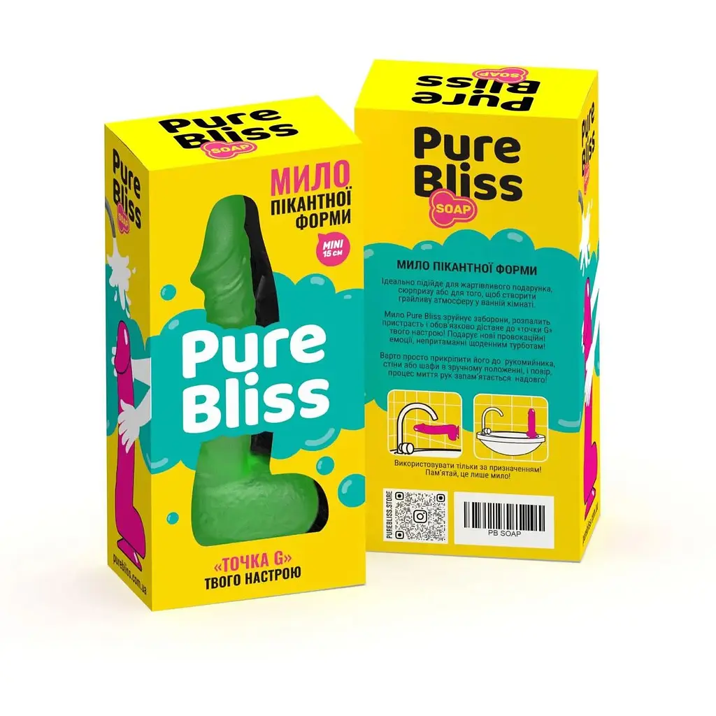 Крафтове мило-член із присоскою Pure Bliss Mini Green - фото 7