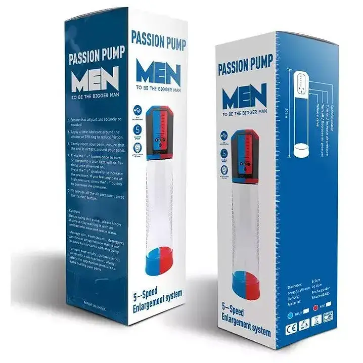Автоматична вакуумна помпа Men Powerup Passion Enlargement system Blue що перезаряджається 5 режимів - фото 4