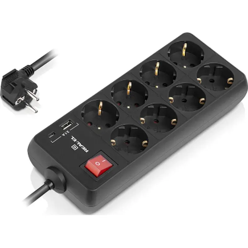 Мережевий фільтр живлення REAL-EL RS-PROTECT 805 1.8m, black (EL122300042) - фото 2