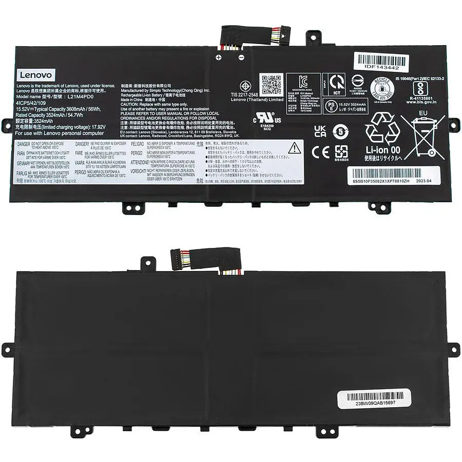 Батарея для ноутбука Lenovo L21B4PD0 (ThinkBook 13s G4 IAP) 15.52V 3608mAh 56Wh Чорний (5B11D96864) - фото 2