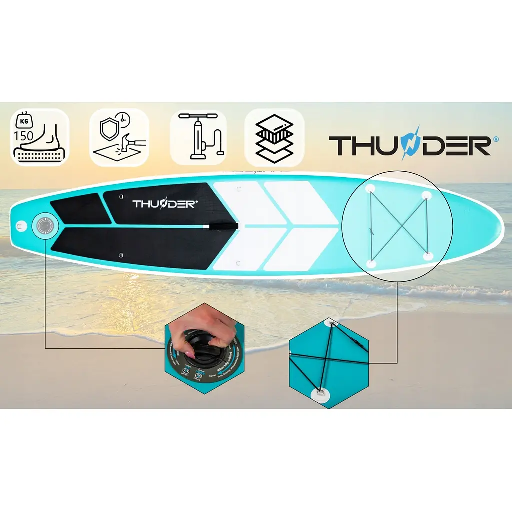 Надувна дошка SUP THUNDER Coast 320 см з веслом Mint - фото 8