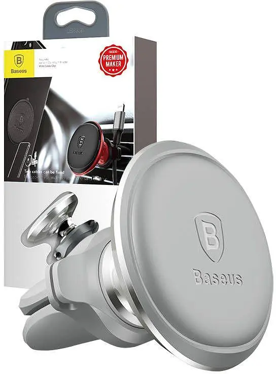Автотримач Baseus Magnetic Air Vent Car Mount With Cable Clip SUGX020012 світло сірий - фото 2