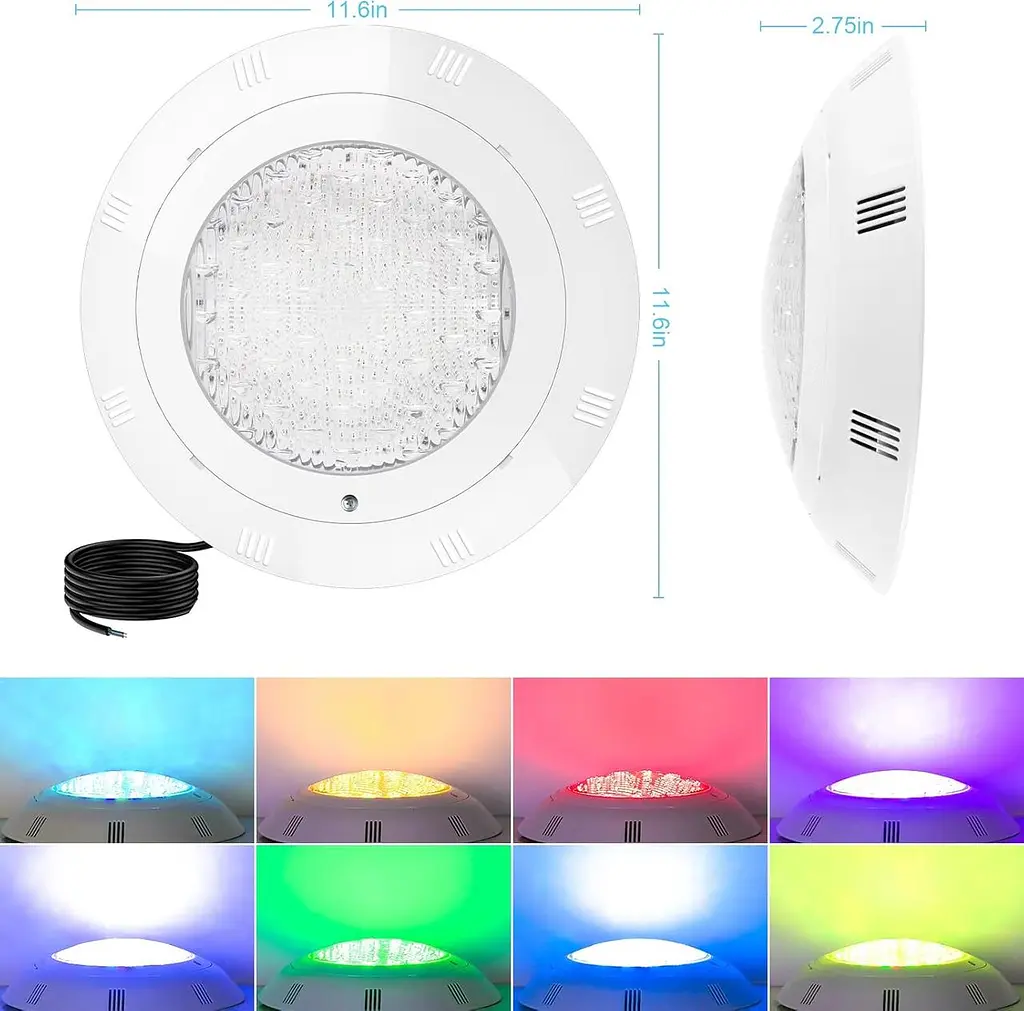 RGB LED світильник Kingwen 38 Вт для басейну IP68 з пультом - фото 3
