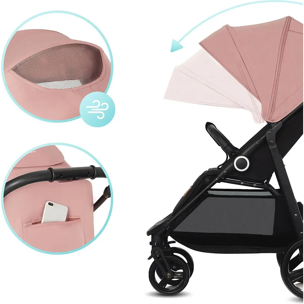 Прогулянкова коляска Kinderkraft Grande Plus рожева (00-00305156) - фото 6