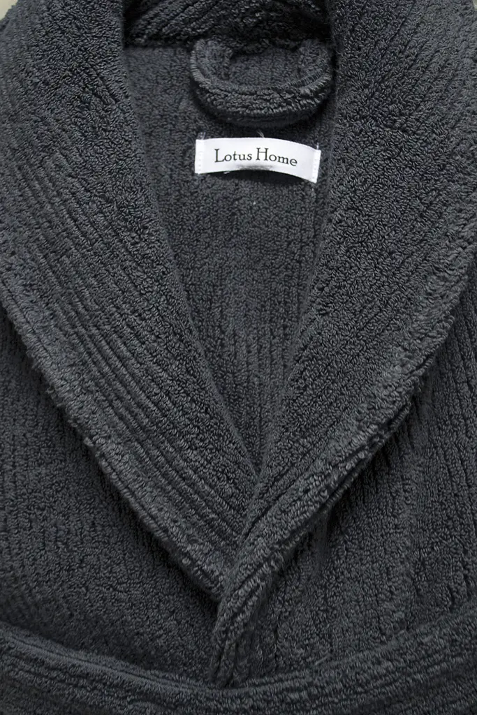 Халат unisex Lotus Home - Bold New Microcotton antrasit махровый M - фото 6