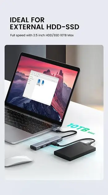 USB-хаб Ugreen CM473 USB 3.0 to 4-Port USB 3.0 Hub Space Gray (20805) - фото 4