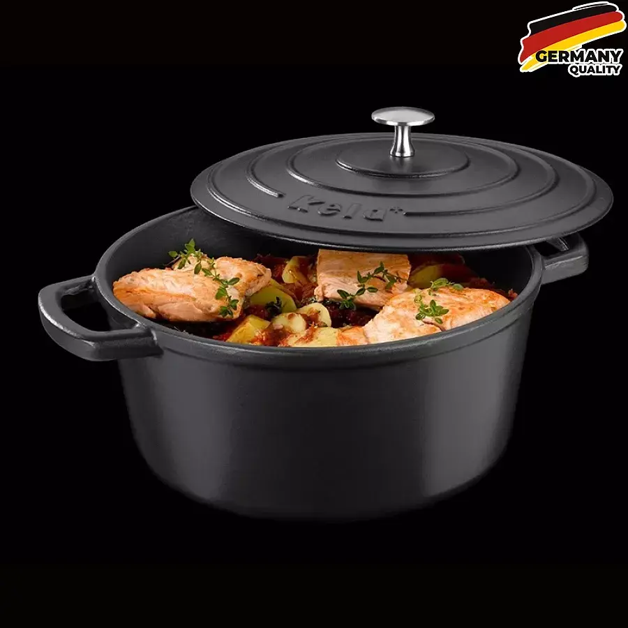 Каструля чавунна з кришкою KELA Calido, 24 см, 3,8 л (12471) чорна - фото 3