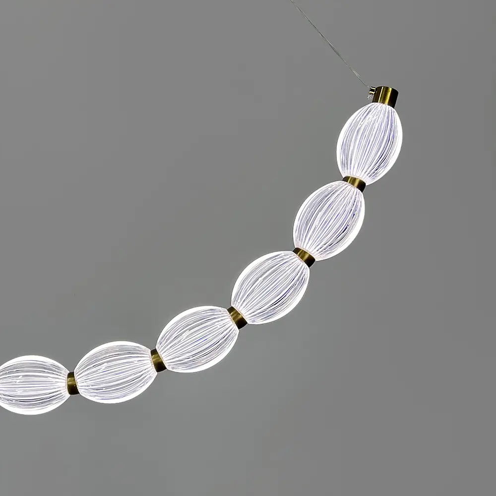 Дуговая Led люстра с 11 прозрачными рельефными шариками в корпусе 90 см Line F | Ст. MJ344-900L AB+CL - фото 3