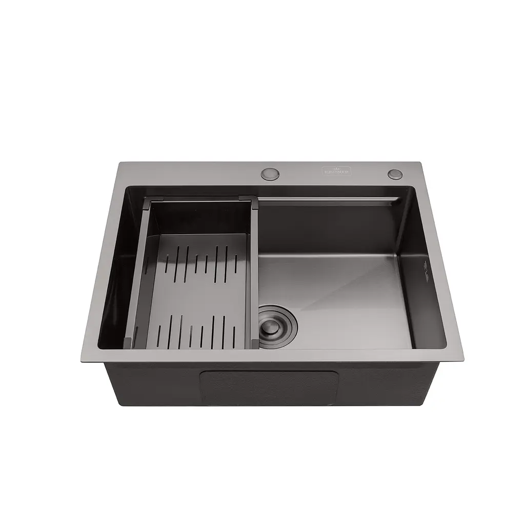 Кухонна мийка Kroner KRP Schwarze - 6350HM PVD (3.0/1.0 мм) CV031453, Чорний - фото 5