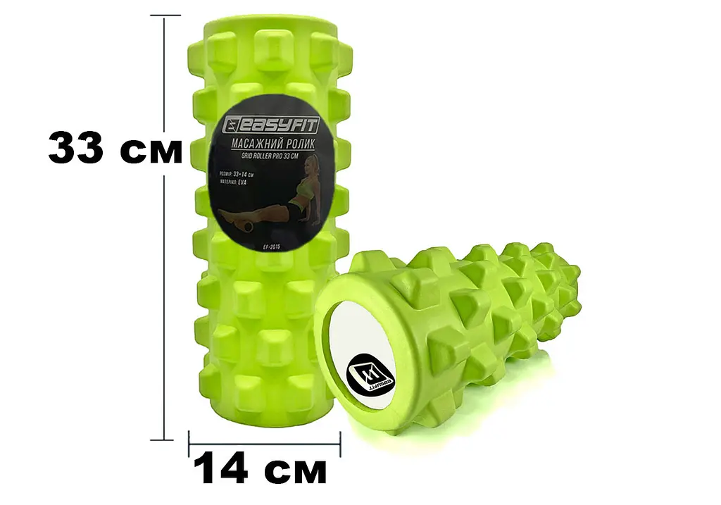 Масажний ролик EasyFit Grid Roller PRO 33 см Салатовий (EF-2015-GN)