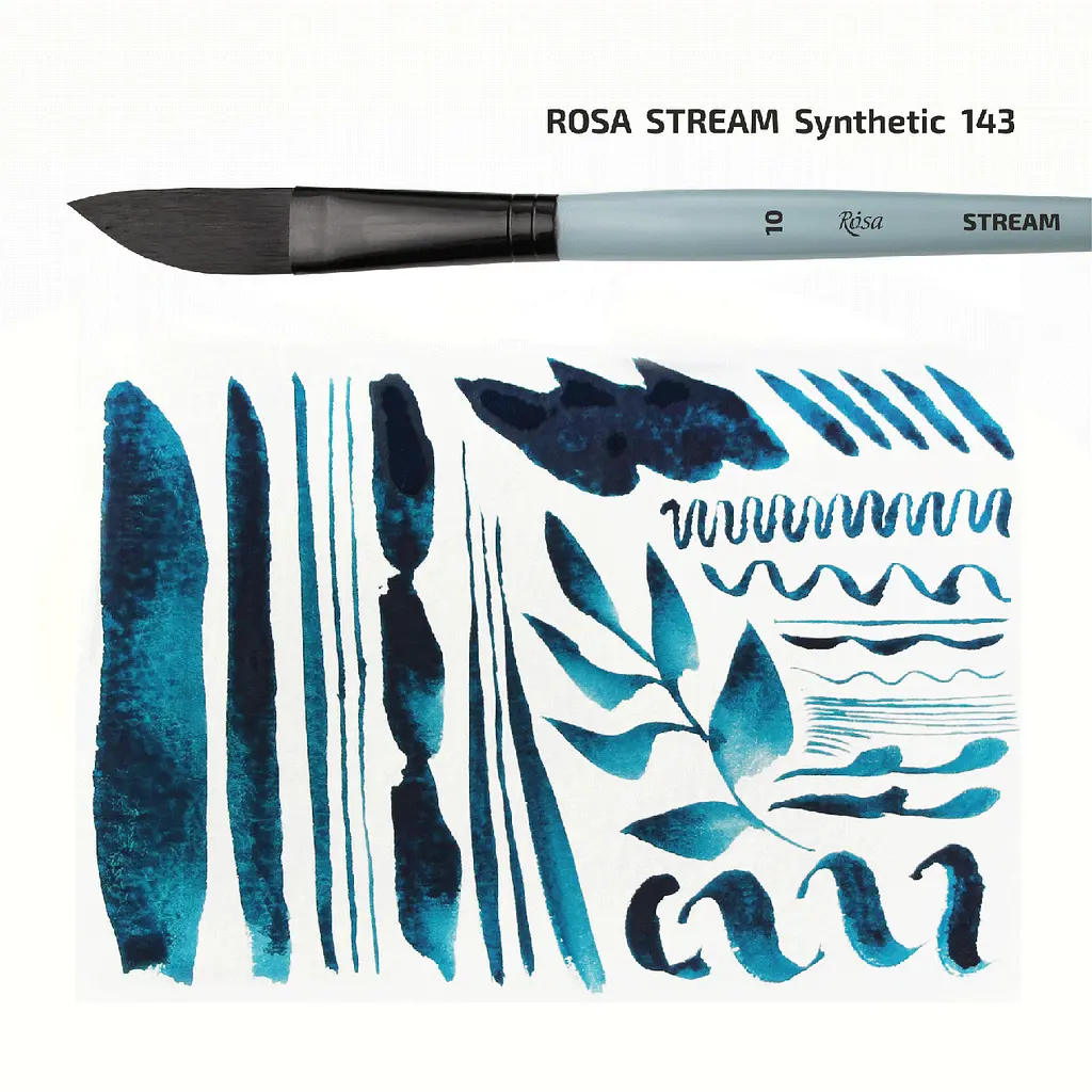 Пензель синтетика саблевидна плоска даггер STREAM 143 коротка ручка Rosa - фото 3