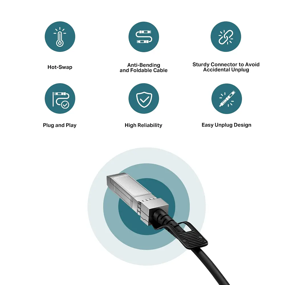 Кабель TP-Link Direct Attach SFP+ Cable for_10 Gigabit connections Up to 1m - фото 6