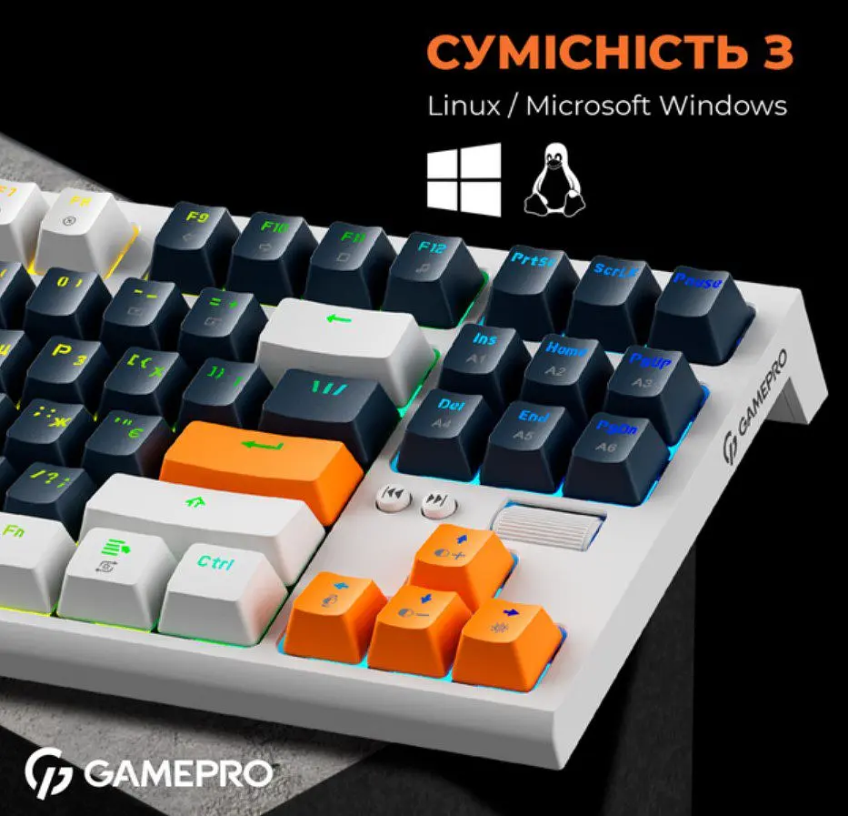 Механічна ігрова клавіатура GamePro GPMK-18 Red Switch Hot-Swap TKL RGB White - фото 13