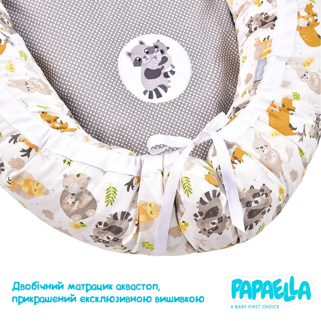 Кокон-позиціонер для новонароджених Papaella Обіймашки 88 x 60 x 12 см сірий (8-31558) - фото 10