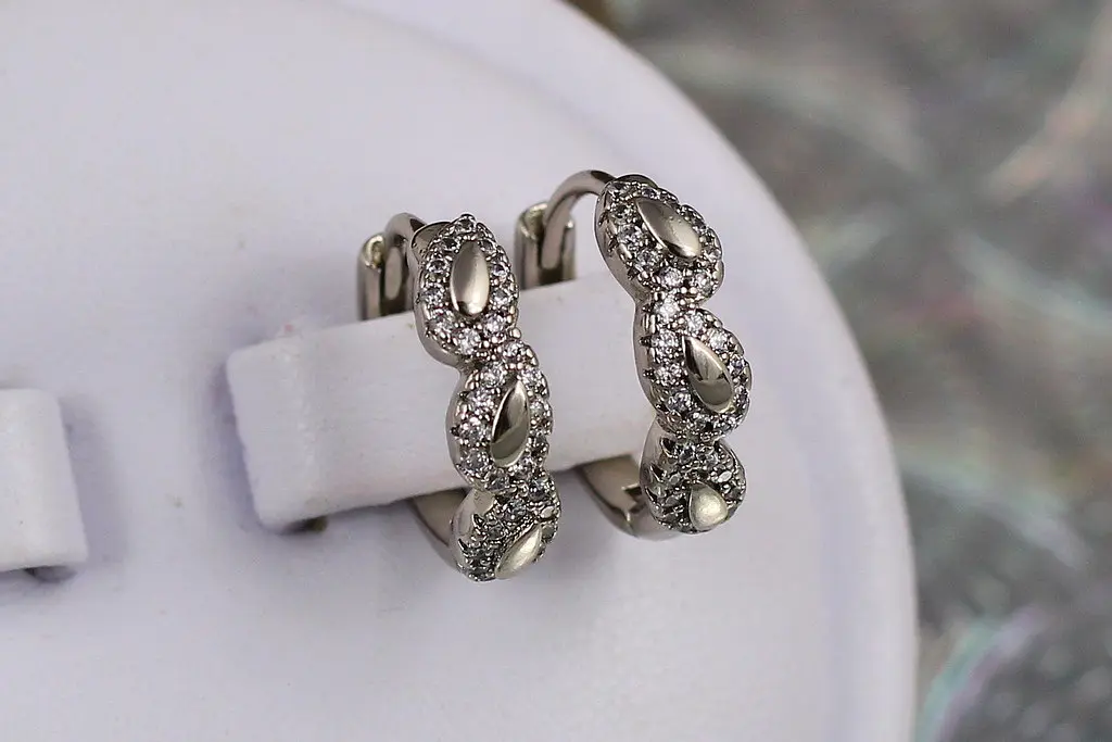 Сережки кільця Хuping Jewelry тріо 1.6 см сріблясті - фото 3
