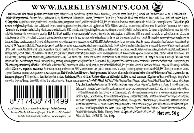 Драже Barkleys Tastefully Intense Mints Liquorice 50 g - фото 5