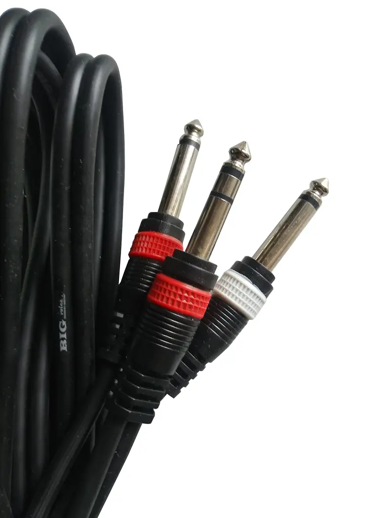 Готовый аудио кабель Jack 6,3 stereo — 2xJack 6,3 mono BIG YC004 10м