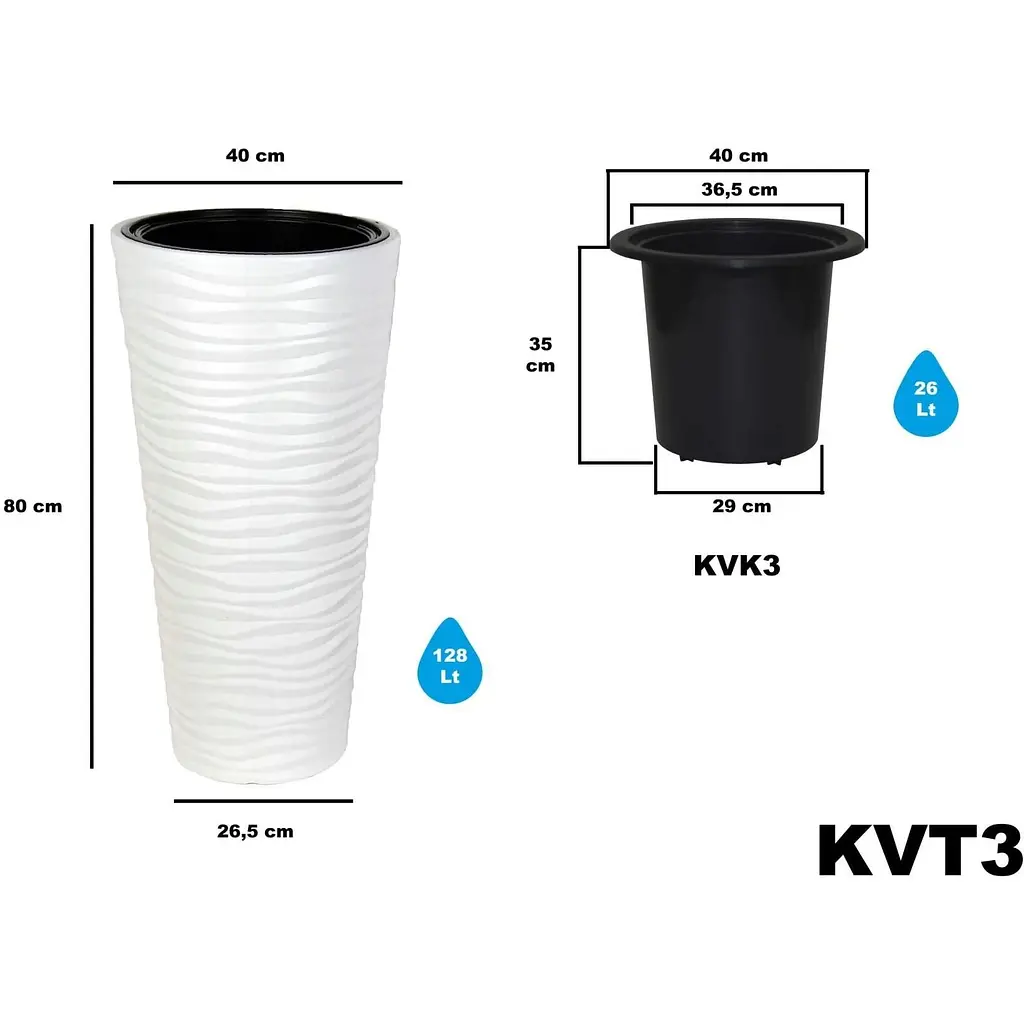 Вазон для квітів Serinova Kumsal 26 л білий (20-KVT307201-200100) - фото 3