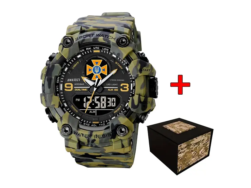 Чоловічий наручний годинник 001 ДСНС Camo Green Awarder acs0032033 - фото 2