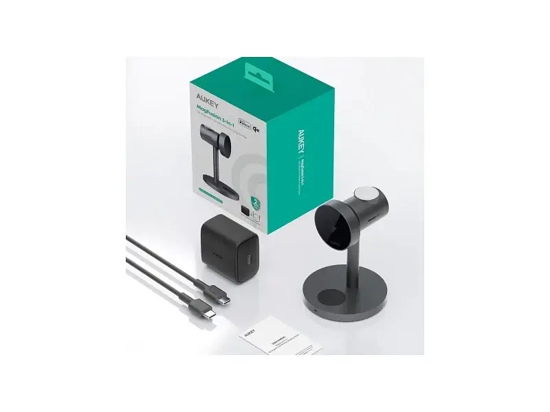 Бездротовий зарядний пристрій AUKEY MagFusion 3-in-1 15 W Qi2 сірий (LC-MC311) - фото 6