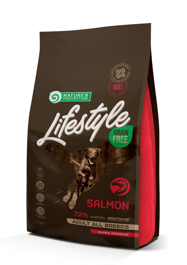 Сухий беззерновий корм з лососем для собак всіх порід Nature's Protection Lifestyle Grain Free Salmon, 1.5 кг