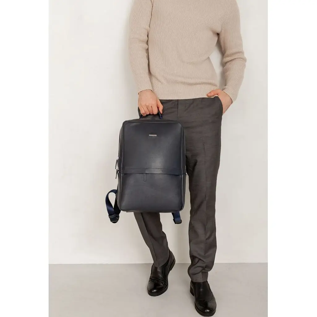 Темно-синій шкіряний чоловічий рюкзак Foster 1.0 - фото 2