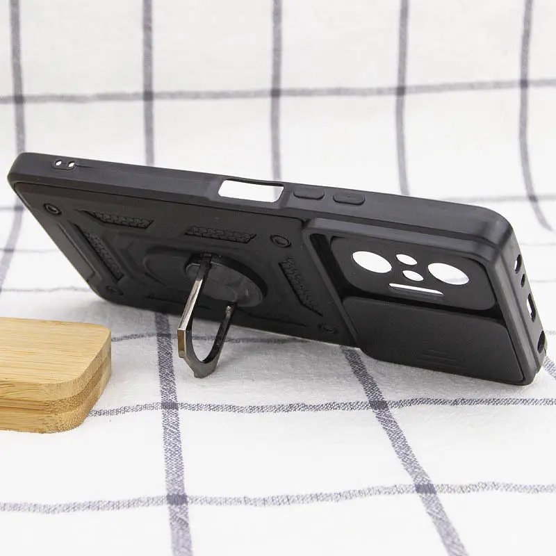 Ударостійкий чохол Camshield Serge Ring для Xiaomi Redmi Note 10 Pro / 10 Pro Max Чорний, TPU+PC, Шторка на камеру - фото 6