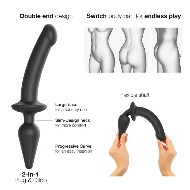 Анальна пробка з ділдо Strap-On-Me Switch Plug-In Dildo XXL, 27.1х5.2 см - фото 2